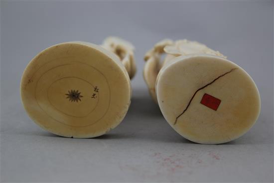 Two Japanese ivory groups of bijin, early 20th century, 19cm.